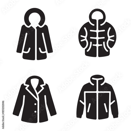 Winter padded jacket cold weather fashion silhouette vector illustration