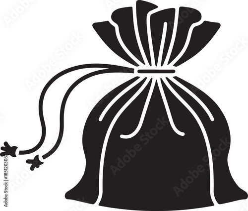 Money bag with drawstring isolated on transparent background