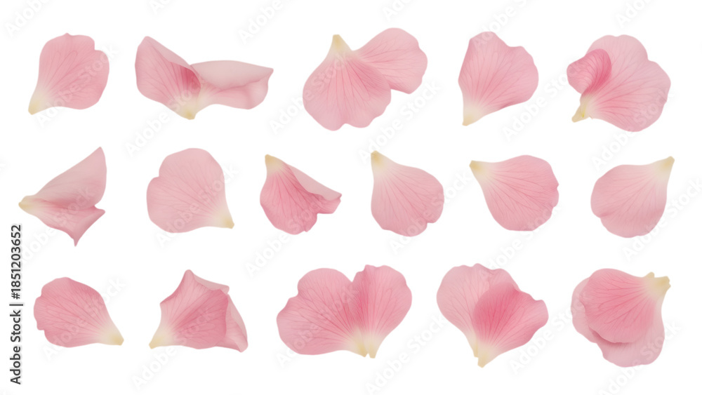 Fototapeta premium Delicate pink rose petals on black background for design