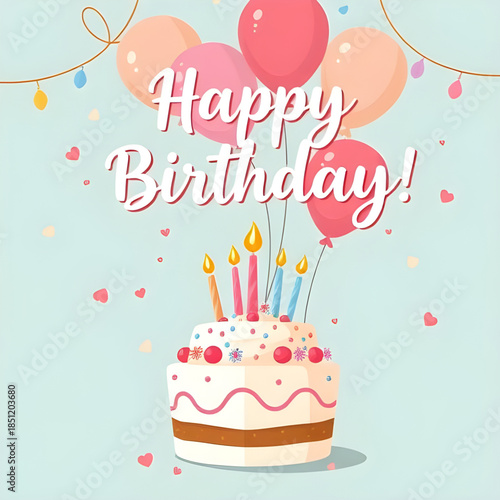 minimalist happy birthday card with cake, elegant birthday cake outline, soft line icing dessert design, clean card with candle cake, refined celebration art print, luxury greeting cake concept, delic