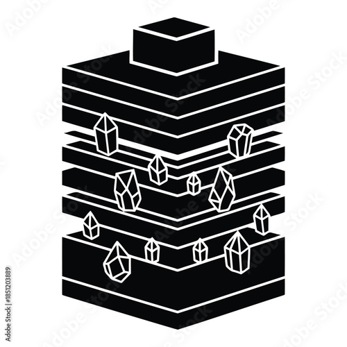 Modern architectural structure with geometric elements isolated on white background, Vector