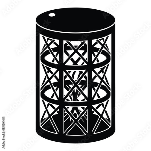 Modern geometric trash can isolated on white background, Vector