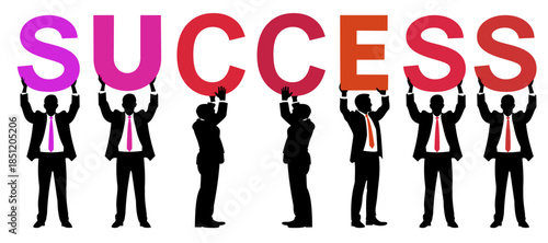 business man Holding Corporate Letters SUCCESS.  