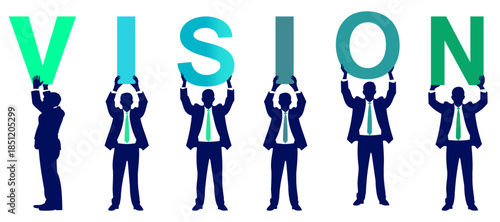 VISION Planning Silhouettes Displaying Future VISION Colourful Letters.