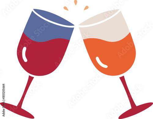 Celebratory wine glasses clinking