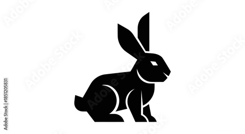 Black rabbit silhouette vector illustration for design and branding