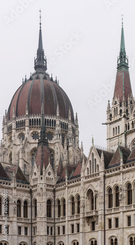Beautiful old building of the Hungarian Parliament in neo-Gothic style