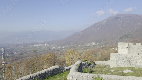 View of the ruins of a ruined medieval castle in Gioia SAnnitica, a town in the province of Caserta, Italy.