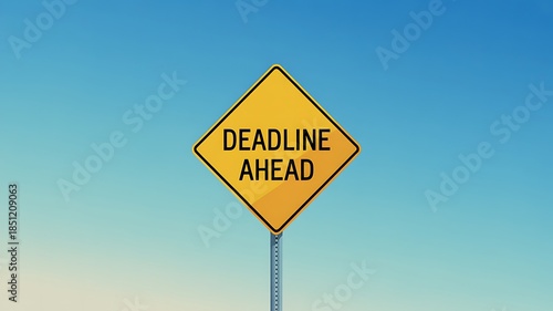 Yellow Diamond Sign Warning of Deadline Ahead
