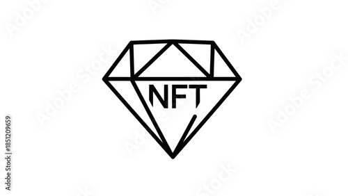 Diamond with nft inscription symbolizing digital asset value and blockchain technology