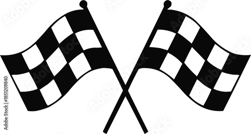 Checkered Racing Flags Silhouette  Finish Line Competition Symbol