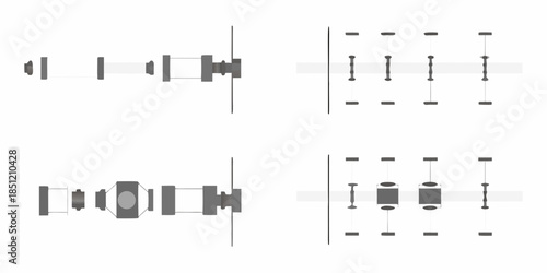 Abstract representation of data visualization with lines boxes and circles