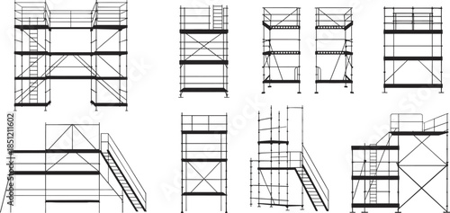 Scaffolding systems, construction platforms, industrial access, safety structures, stair towers, maintenance equipment, elevation tools, engineering support, building framework, site setup