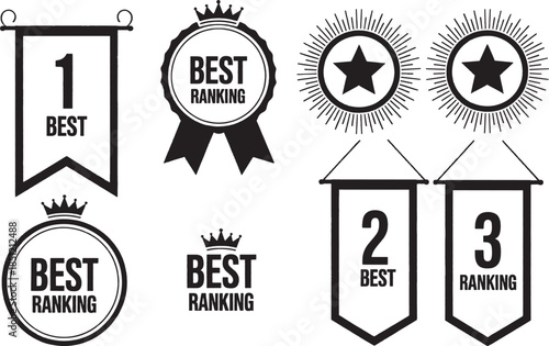 Collection of best ranking badges and labels