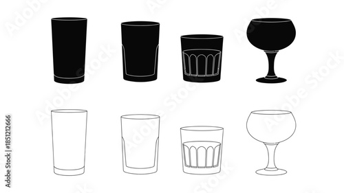 A collection of various glassware shapes including tumblers and wine glasses