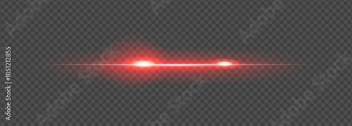 Bright red light streak with lens flare effect