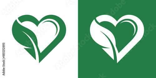 leaf love logo icon vector illustration.