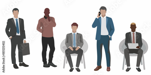 Diverse group of business professionals waiting or in a meeting setting