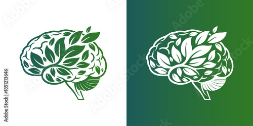 nature brain logo. green mindset logo