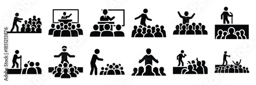 a collection of performer crowd interaction minimal vector icon set, Human interaction vector icon set.