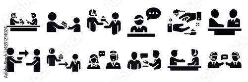 a collection of service interaction minimal vector icon set, Human interaction vector icon set.