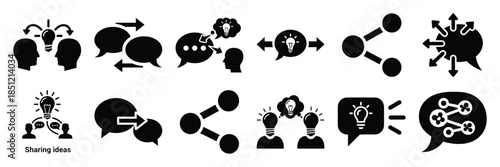 a collection of sharing ideas minimal vector icon set, Human interaction vector icon set.