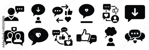 a collection of social media interaction minimal vector icon set, Human interaction vector icon set.