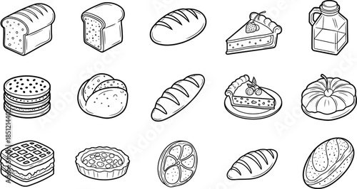 Assorted Breads and Pastries Collected in a Set