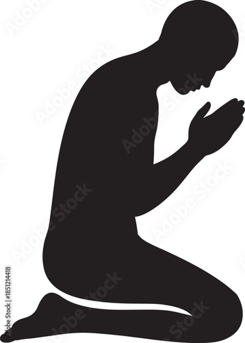 Man kneeling in prayer pose