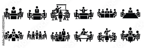 a collection of business meeting minimal vector icon set, Human interaction vector icon set.