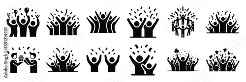 a collection of celebration together minimal vector icon set, Human interaction vector icon set.