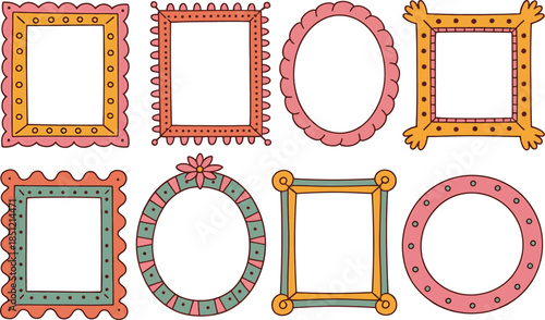 Handdrawn colorful picture frames and borders collection