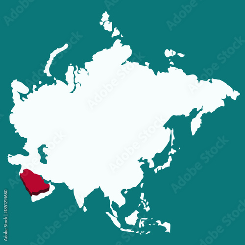 Saudi Arabia Country highlighted 3D map on Asia continent map vector illustration	