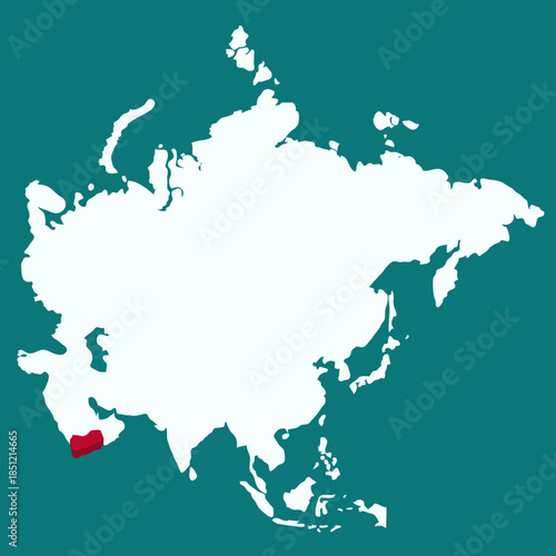 Yemen Country highlighted 3D map on Asia continent map vector illustration	