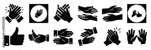 a collection of encouragement gesture minimal vector icon set, Human interaction vector icon set.