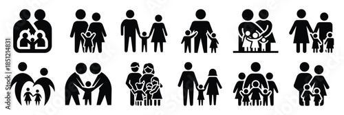 a collection of family bonding minimal vector icon set, Human interaction vector icon set.