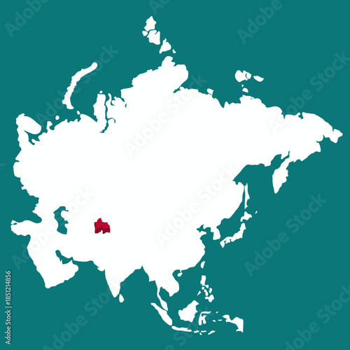Tajikistan Country highlighted 3D map on Asia continent map vector illustration	