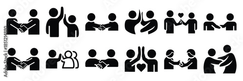 a collection of friendship interaction minimal vector icon set, Human interaction vector icon set.