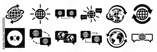 a collection of international communication minimal vector icon set, Human interaction vector icon set.