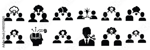 a collection of knowledge sharing minimal vector icon set, Human interaction vector icon set.