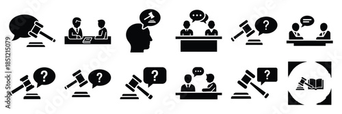 a collection of legal consultation minimal vector icon set, Human interaction vector icon set.