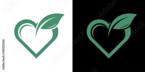 leaf love icon logo vector illustration