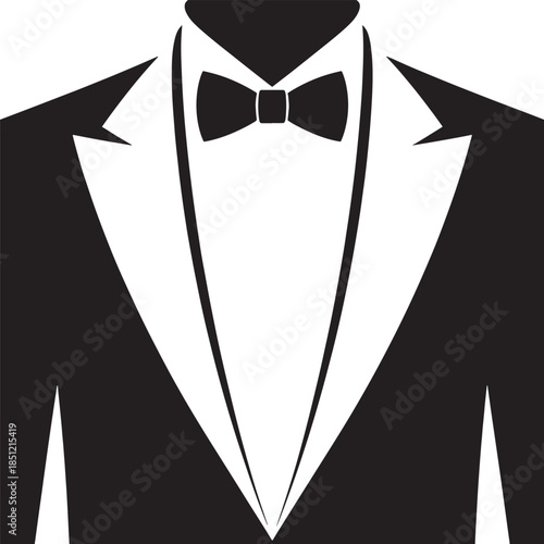 tuxedo with bow tie on white background