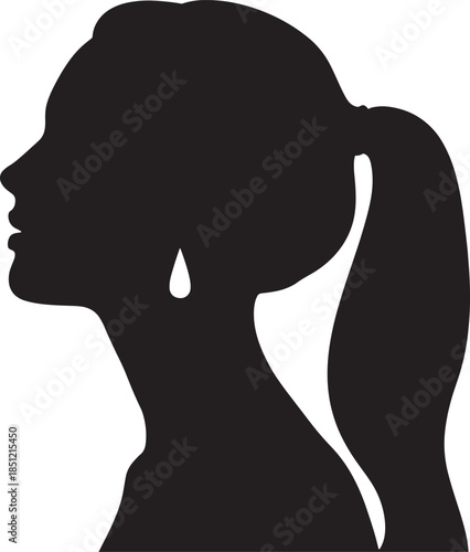 Woman silhouette with tear isolated