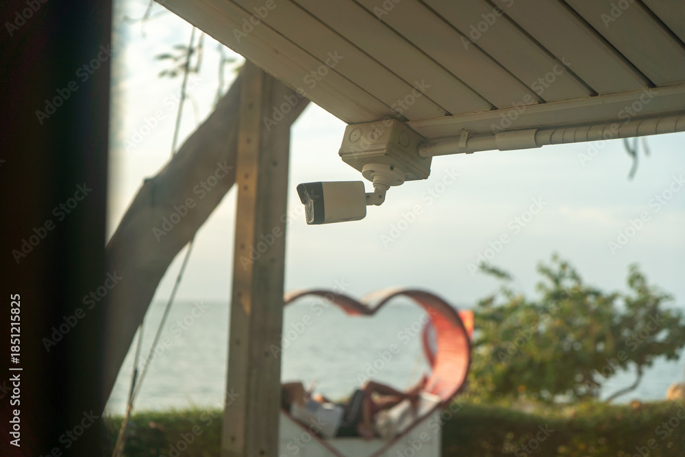 Fototapeta premium Surveillance Camera Overlooking Scenic View