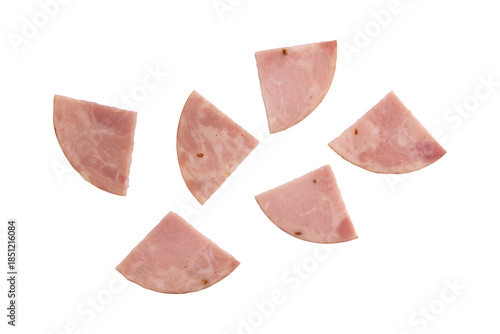 round pieces of ham isolated