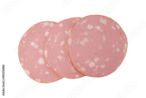 mortadella sausage isolated on white