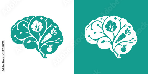 vegetarian human mind logo. brain food logo