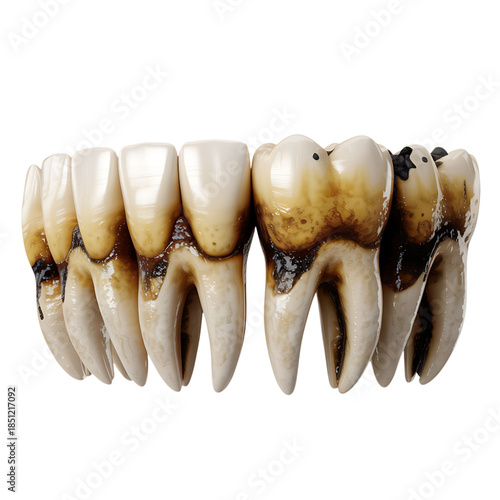 Human sick teeth with transparent background
