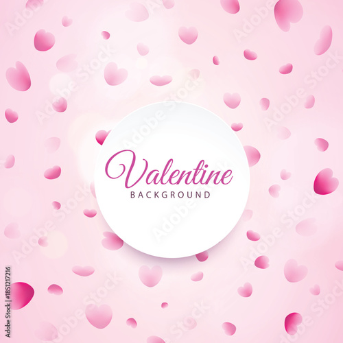 Soft Valentine background with oval frame and floating petals, ideal for romantic messages, greeting cards, and love-themed designs.